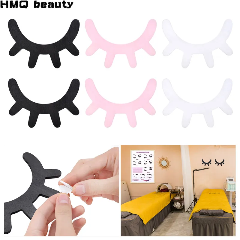 2PCS Wooden 3D Cute Eyes Eyelash Pattern Wall Sticker DIY Decoration Suitable For Eyelash Salon Shop Eyebrows Store Beauty