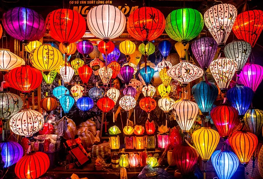 7x5FT  Many Colorful Light Vietnam Lantern Hoi An Ancient Old Town Custom Photo Studio Backdrops Backgrounds Vinyl 220cm x 150cm