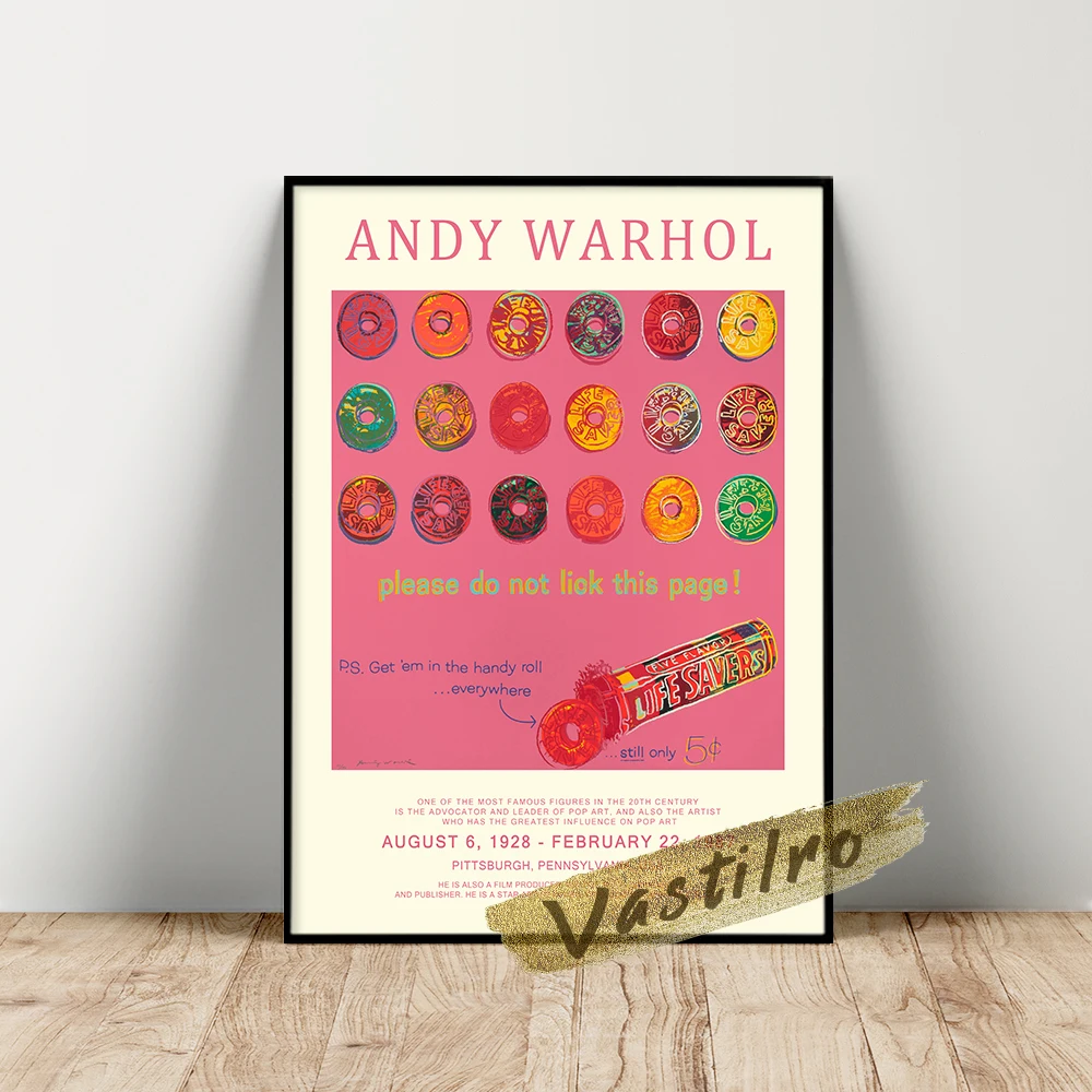 Andy Warhol Poster, Life Savers Advertising Wall Picture, Warhol Pop Art Prints, Color Candy Wall Art, Kids Room Wall Stickers