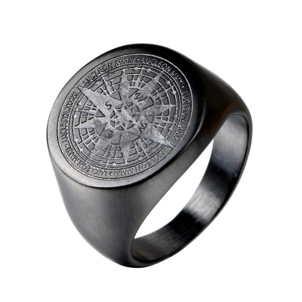 Compass World Map Gold color Men Ring 316L Stainless Steel Jewelry Gift