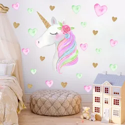colorful unicorn heart wall sticker living room bedroom home decor wall stickers for kids rooms decoracion