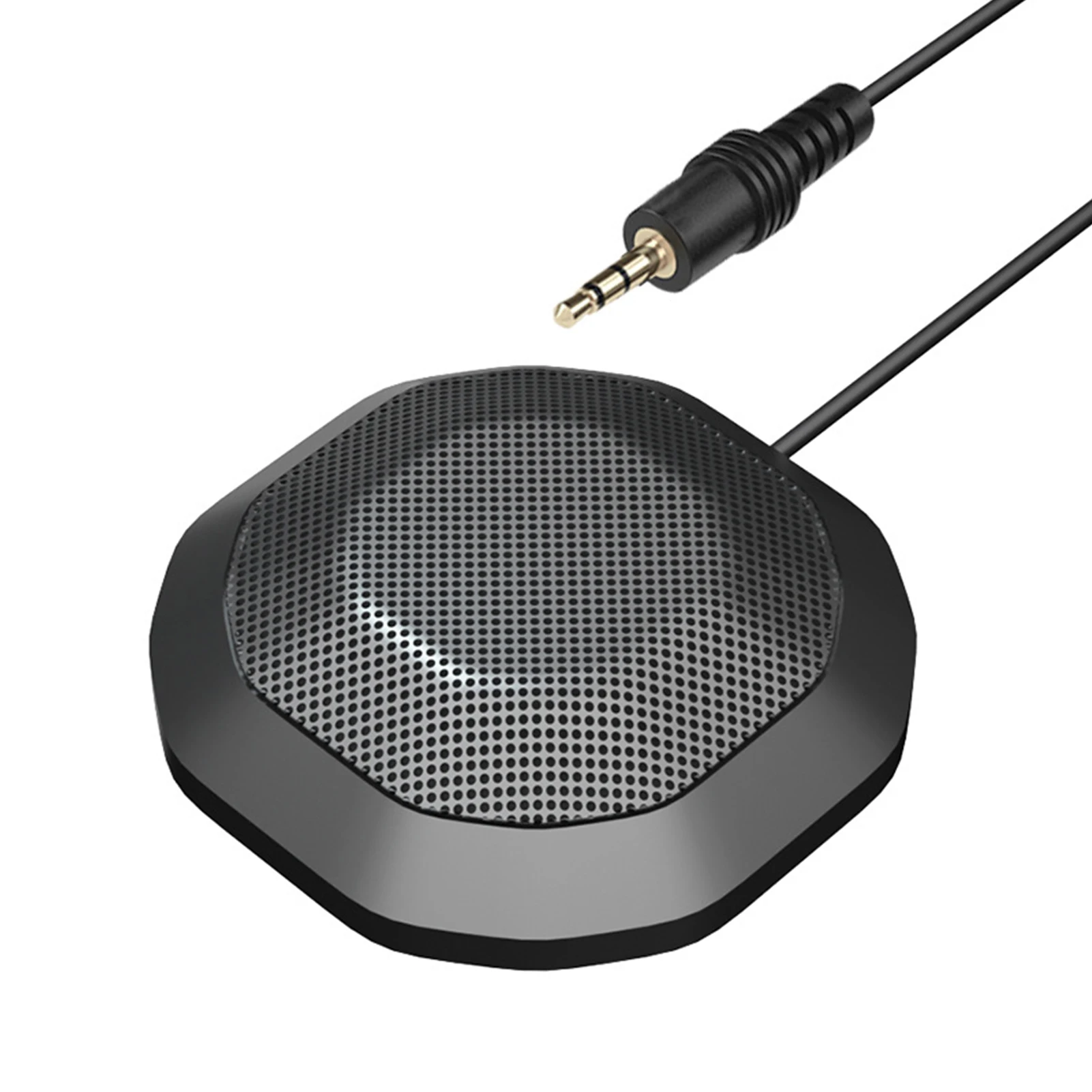 Portable 3.5mm Plug Conference Microphone 360° Omnidirectional Condenser PC Mic Plug & Play Small Microphone for PC Laptop