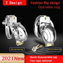 Chastity Cage Metal Openable Ring Quick Disassemble Cap Flip Design Male Chastity Device Vent Hole Cage Sex Toys for Adult Games