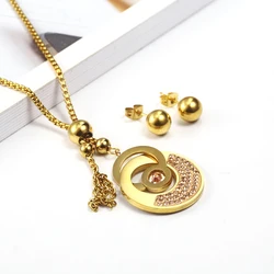 OUFEI Stainless Steel Jewelry Crystal Woman Vogue 2021 charm For Woman Jewelry Sets Necklace Earrings set Jewelry Accessories