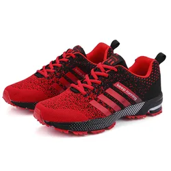 Big Size 47 Zwart Rood Zomer Ademende Mannen Loopschoenen Unisex Outdoor Atletische Ras Sneakers Comfy Lace Vrouwen sport Schoenen