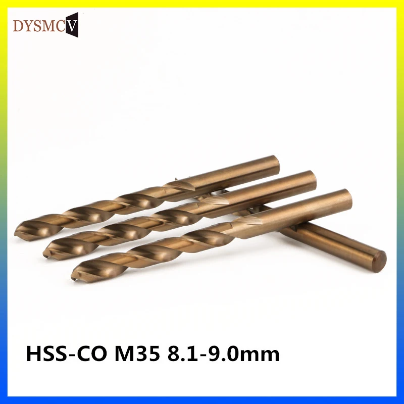 Brocas helicoidales de alta calidad para herramienta de torno, brocas de torsión de alto costo, M35 HSS-CO de 8,1, 8,2, 8,3, 8,4, 8,5, 8,6, 8,7,