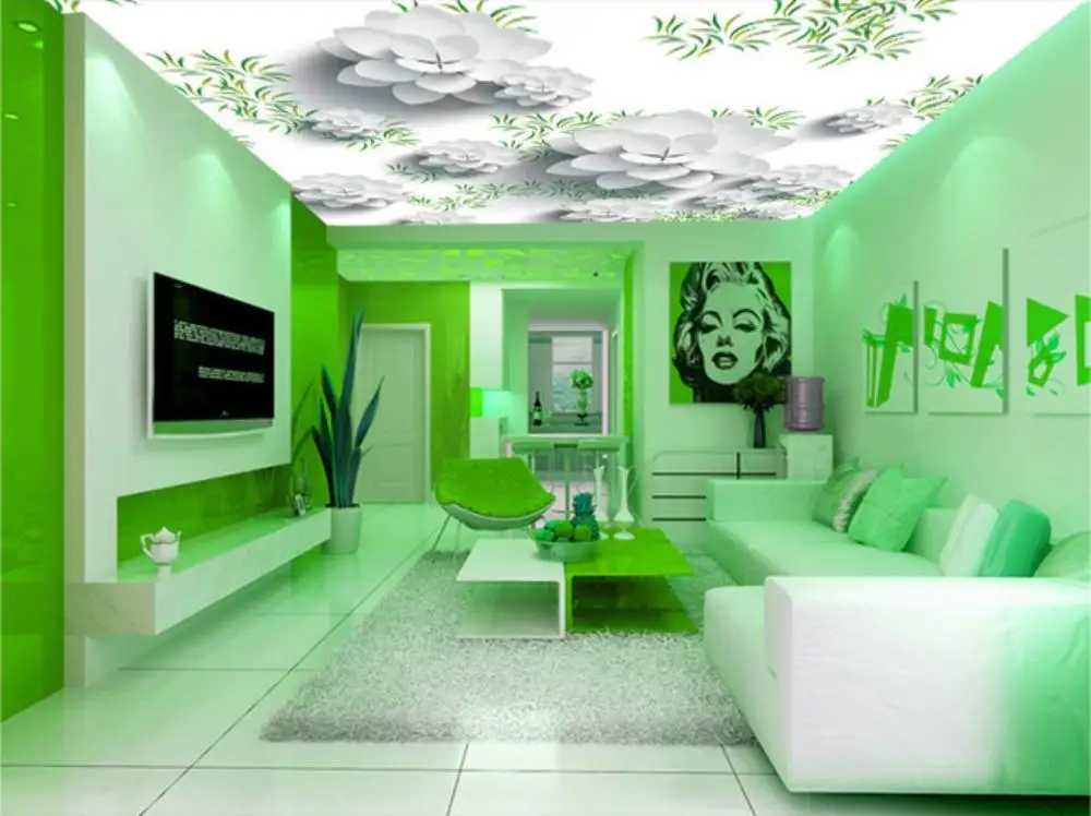 

Photo Wallpaper Living Room Bedroom KTV Ceiling Murals Wallpaper Fresh three-dimensional flower 3D ceiling mural