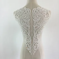 1Piece Ivory White Black Lace Applique Neckline Collar Appliques Embroidery Lace Trim Fabric Cloth Sewing Patchwork DIY RS1400