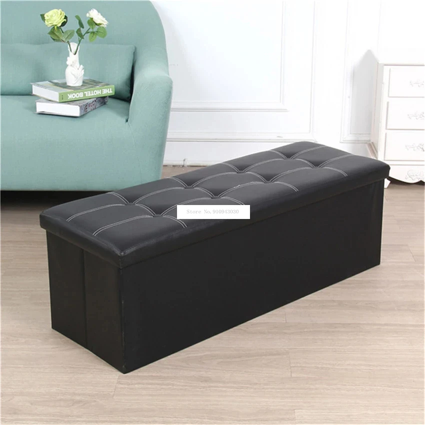 10066 PU Leather Density Board Foldable Storage Stool European Style Storage Footstool Shoe Changing Bench Fitting Room Stool