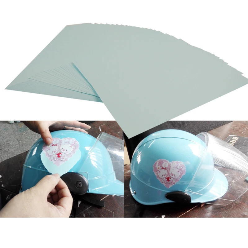 Papier autocollant transparent pour imprimante laser, décalcomanie à glissière d'eau, fond bleu, transparent pour les tasses standardisées, A4 x 10 feuilles