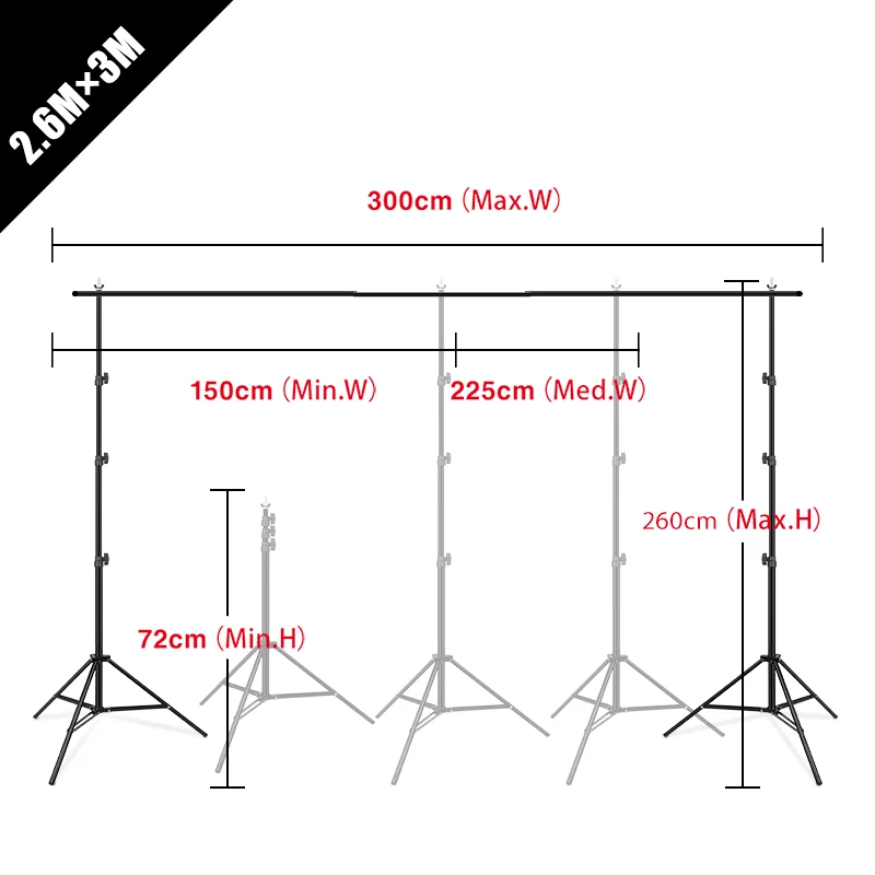 PYNSSEU Backdrop Stand 8.5 x 10ft Adjustable Photography Muslin Background Support System Stand for Photographic Chroma Studio