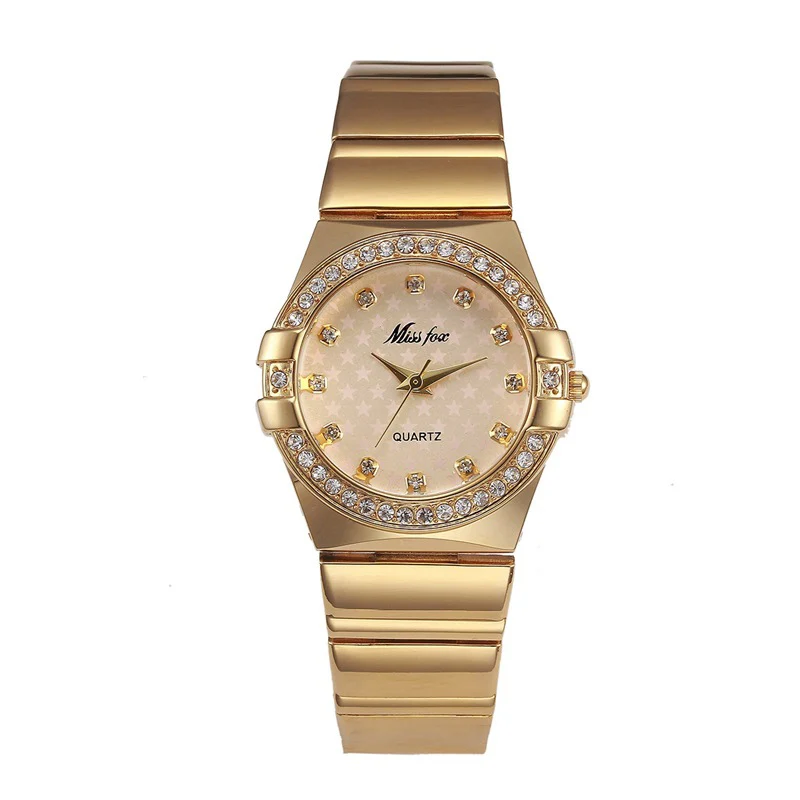 Women\'s Watches 18K Gold Stainless Steel Watchband Star Quartz Wristwatch Women Luxury Brand Female Watch Waterproof Watch