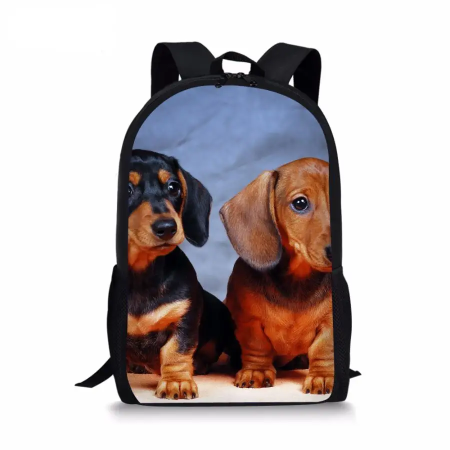 Bonito em miniatura dachshund impresso saco de escola para tennager meninos meninas estudantes causal bookpack personalizado transporte da gota