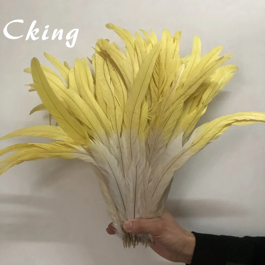 Wholesale 100PCS/Lot 30-35cm 35-40cm two tone rooster feather DIY Home Crafts Making Natural Pheasant Chicken Feathers Bi-Colors