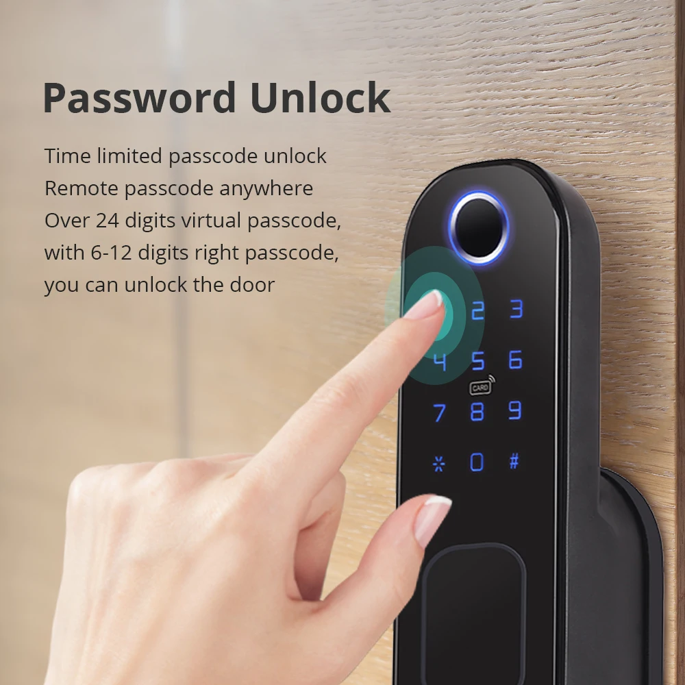 Zemismart Tuya WiFi Smart Lock Double Side Fingerprint Security Door Lock Wireless and Biometric Locks Encryption with Keys