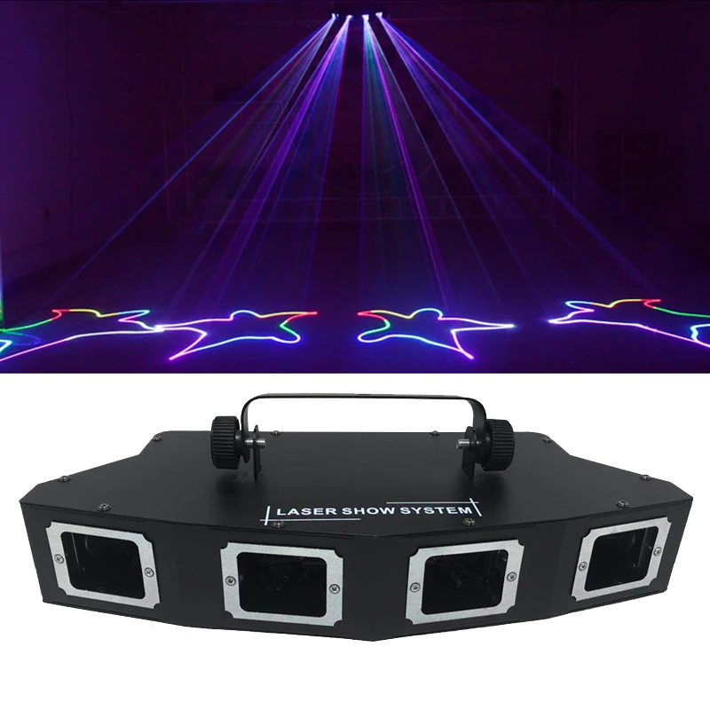 Dj Lights 4Lens Sector DJ Laser RGB 3IN1 Full Color Laser Beam Line Scanne Disco Lazer Good Use For Home Party KTV Night CLub