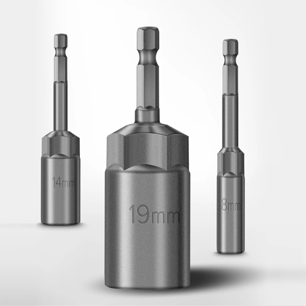 Broca de destornillador de tuerca Extra profunda, longitud de 65mm/80mm, con controlador hexagonal magnético de 1/4 "(6,35mm) para herramienta eléctrica, 1 ud.