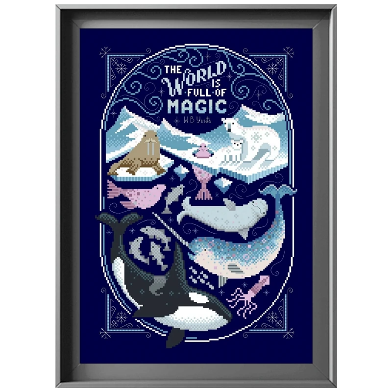 Dreampattern świat magicznej scenografia ścieg haft 18ct 14ct 11ct głęboki błękit płótno haftowane DIY