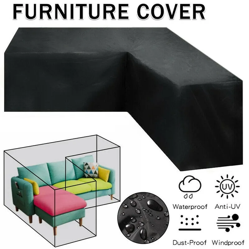 

Outdoor L Shape Waterproof Furniture Cover Corner Garden Rattan Sofa Protective Cover All-Purpose Dust Covers 4 SIZES