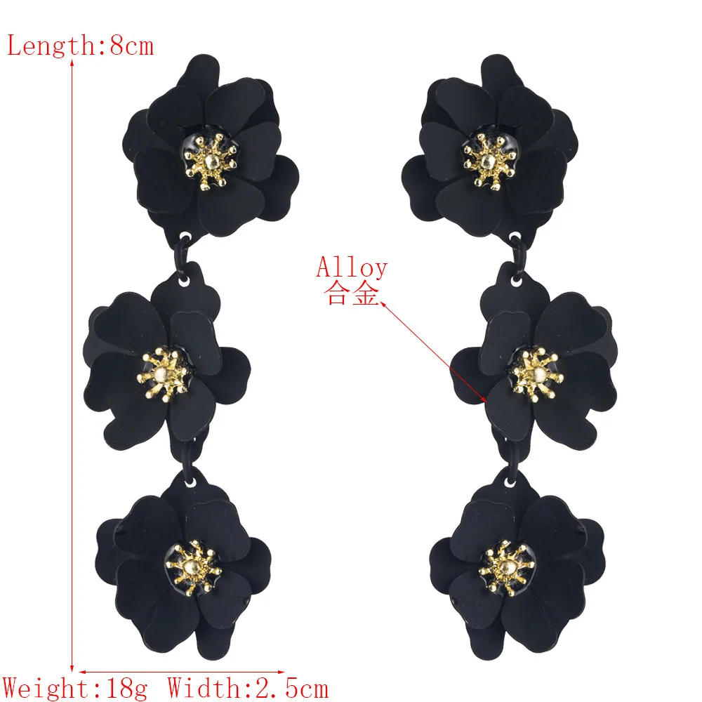 Multicolor Double Layer Vintage earrings Gold Color Flower Big Stud Earrings For Women Fashion Personality Statement Oorbellen