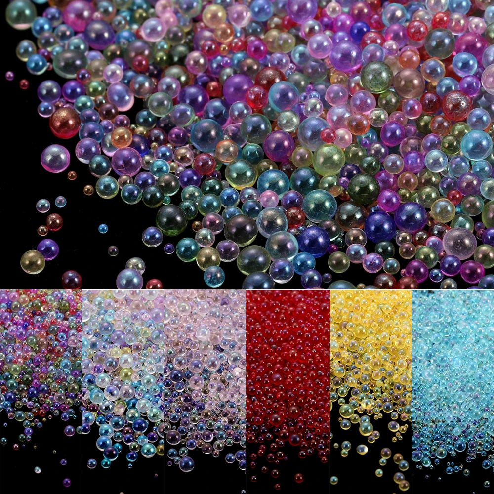 Mini-Blasenkugelperlen 10-20g Winzige Kristallglasperlen für Silikonformen, UV-Harz, Epoxidfüller, DIY-Nagelkunst-Deko – Detail 1