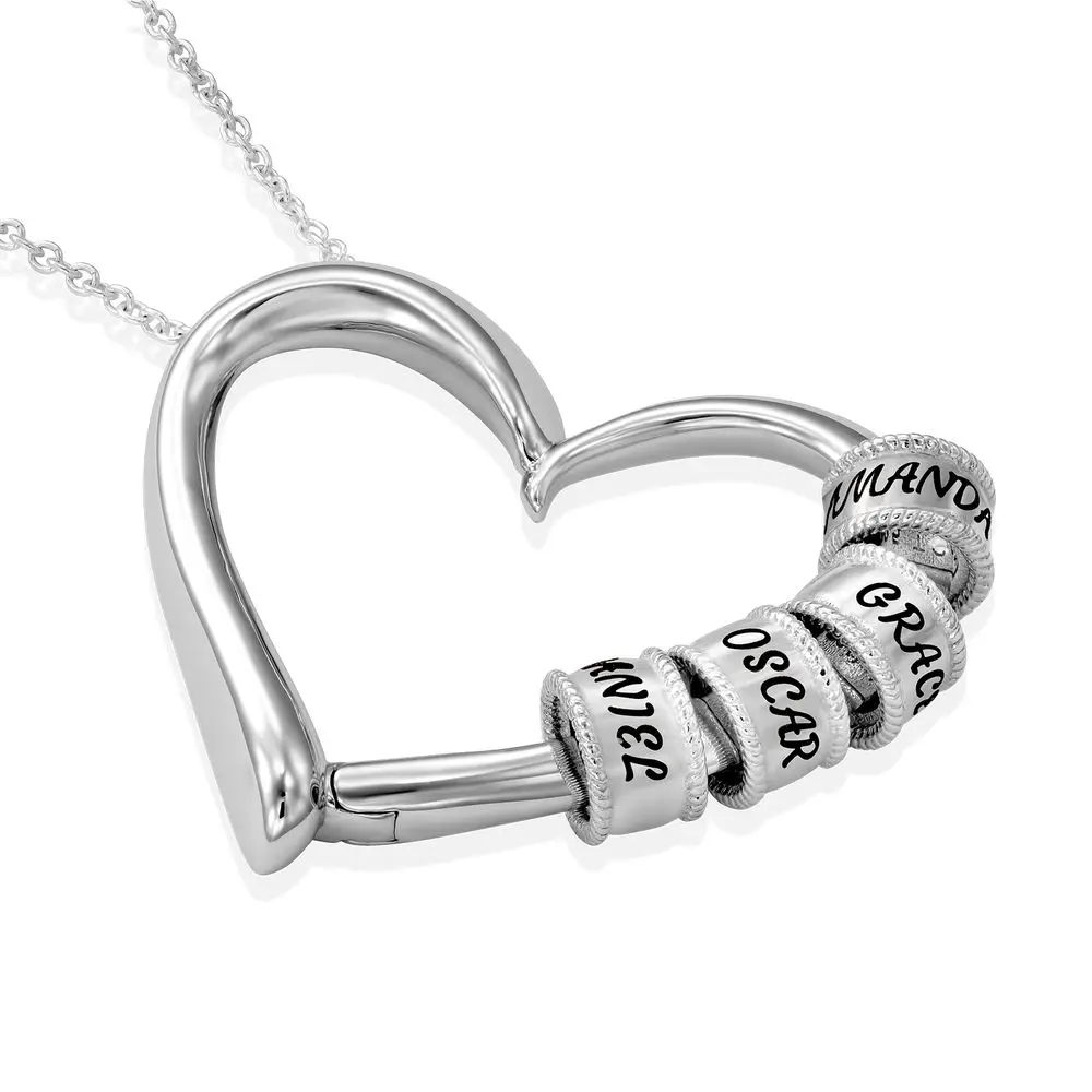 Personalized Name Metal Heart-shaped Pendant Necklace PVD Plate With AAA+ Zircon Charm for Mothers Day Jewelry Gift