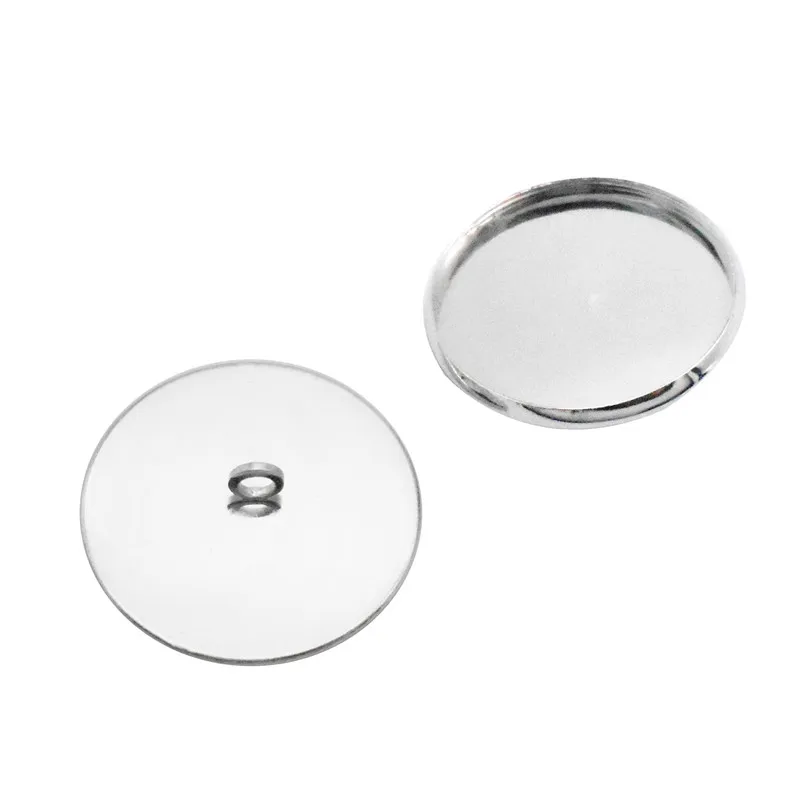 

Julie Wang 10PCS 10-30mm Blank Tray Buttons Bezel Cabochon Settings Iron Base Doll Eyes Jewelry Making Toy Sewing Accessory