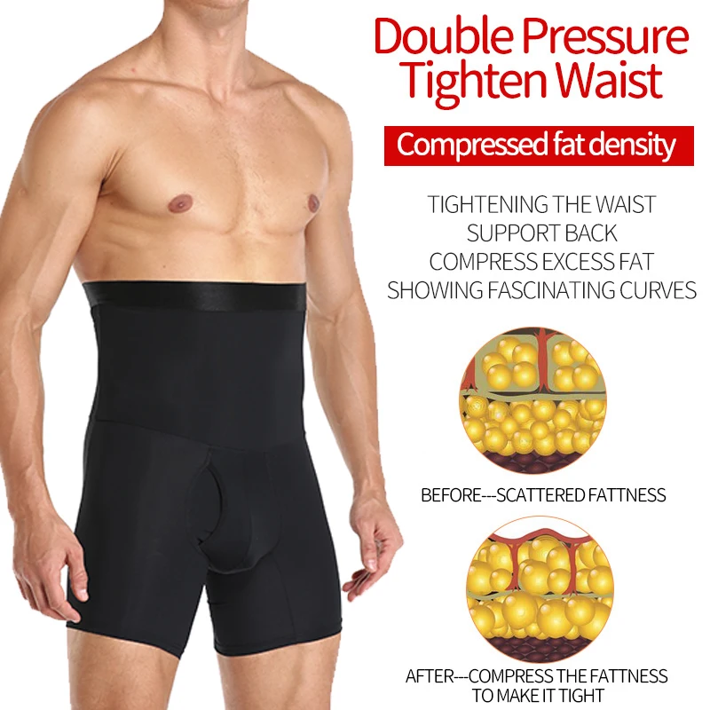 Men Body Shaper Compression Shorts Waist Trainer Tummy Control Boxer Shaping Underwear Flat Tummy Girdle Body Shaper Silicone US