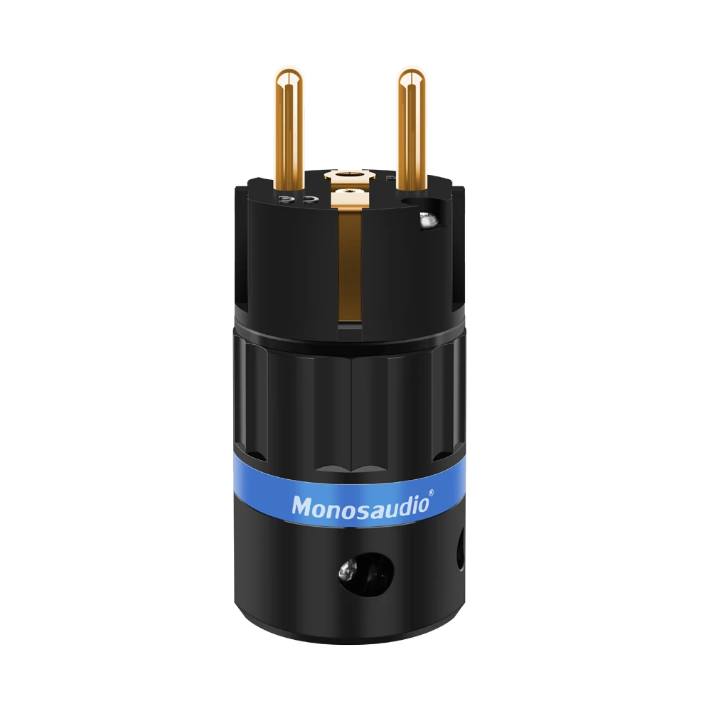 Par Monosaudio E104G/F104G cobre puro chapado en oro versión UE enchufe de alimentación conector macho europeo + enchufe hembra IEC