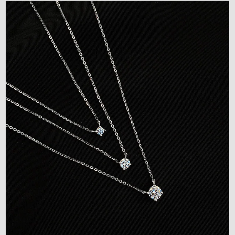 Elegant 925 Sterling Silver Shiny Zircon Geometry Necklace 0.3cm/0.4cm/0.5cm Silver O-Chain Necklace Women Gift wedding Jeweller