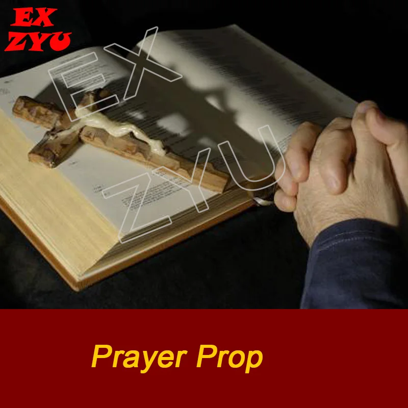 EXZYU Prayer Prop real life put hands on the book and use metal cross to touch the metal sensor to escape chamber game room