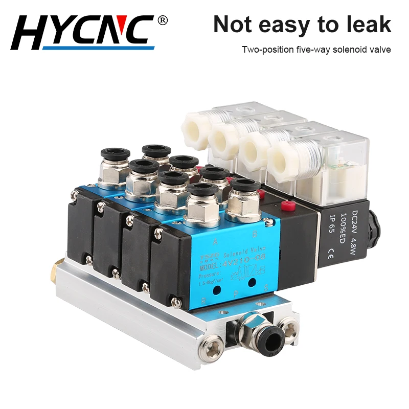 4V210-08 Pneumatic Solenoid Valve 5-Way 2-Position Reversing Valve Air Valve DC24V 220V With Silencer Accessories Base