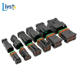 One Set DT Black Connector Kit Auto Connector Deutsch Series Connector DT04/DT06-2P 3P 4P 6P 8P 12P With Terminal And Pins