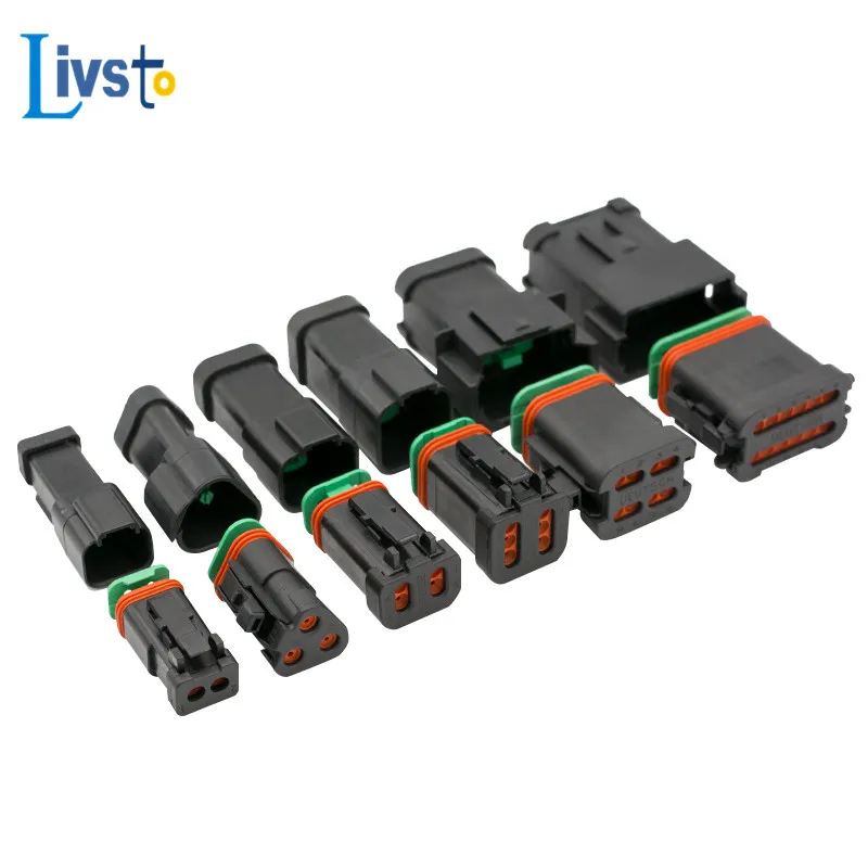 Jeden zestaw DT Black Connector Kit Auto Connector Deutsch Series Connector DT04/DT06-2P 3P 4P 6P 8P 12P z zaciskiem i pinami