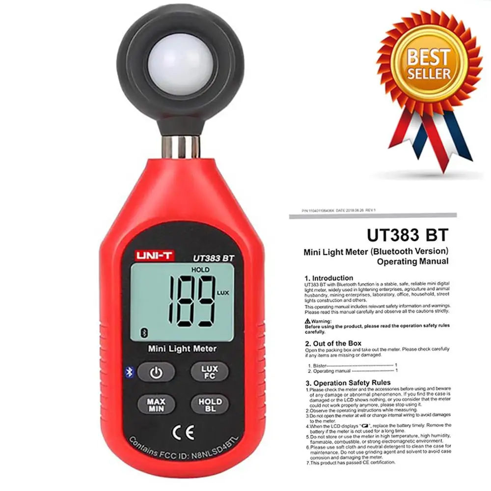 UNI-T UT383 UT383BT Digital Luxmeter Bluetooth Mini Light Meter  Testing Equipment Handheld Type Luxmeter Illuminometer.