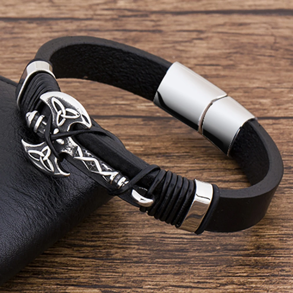 TYO Charm Fashion Weapon Aamy Axe Bracelet Men Leather Manget Armwrist Wristband Bangles Jewelry Accessories Dropshipping