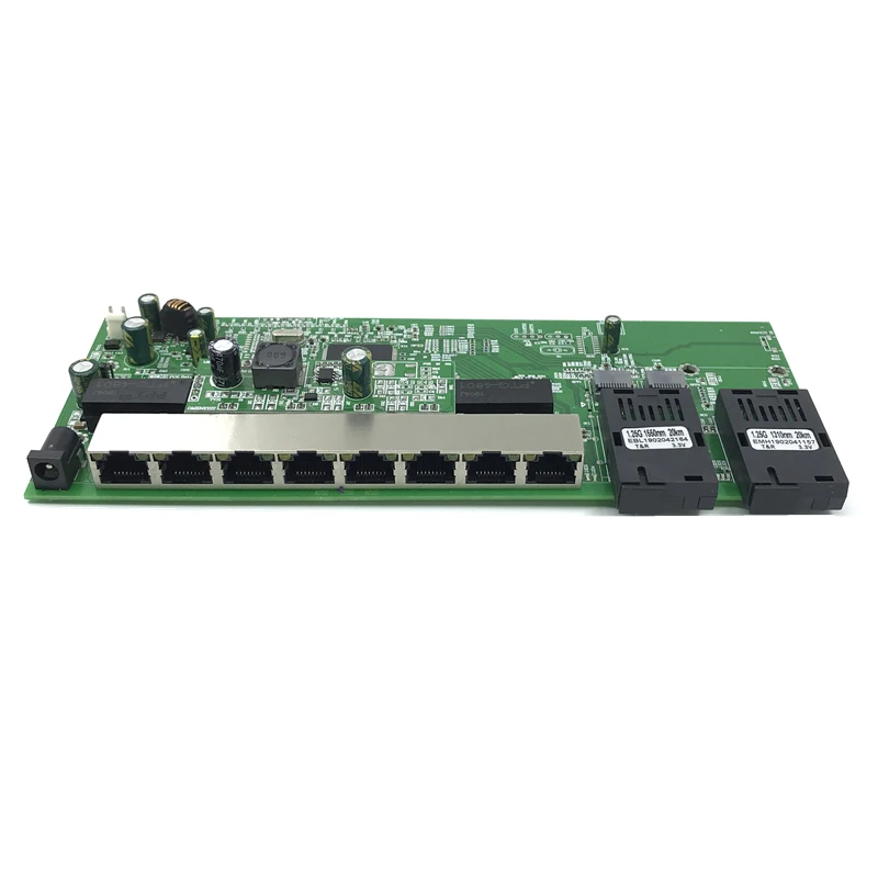 ย้อนกลับPOE 10/100/1000M Gigabit Ethernet Switch Ethernetไฟเบอร์โหมดเดี่ยว8 RJ45 UTP & 2 SCพอร์ตBoard SFP3KM