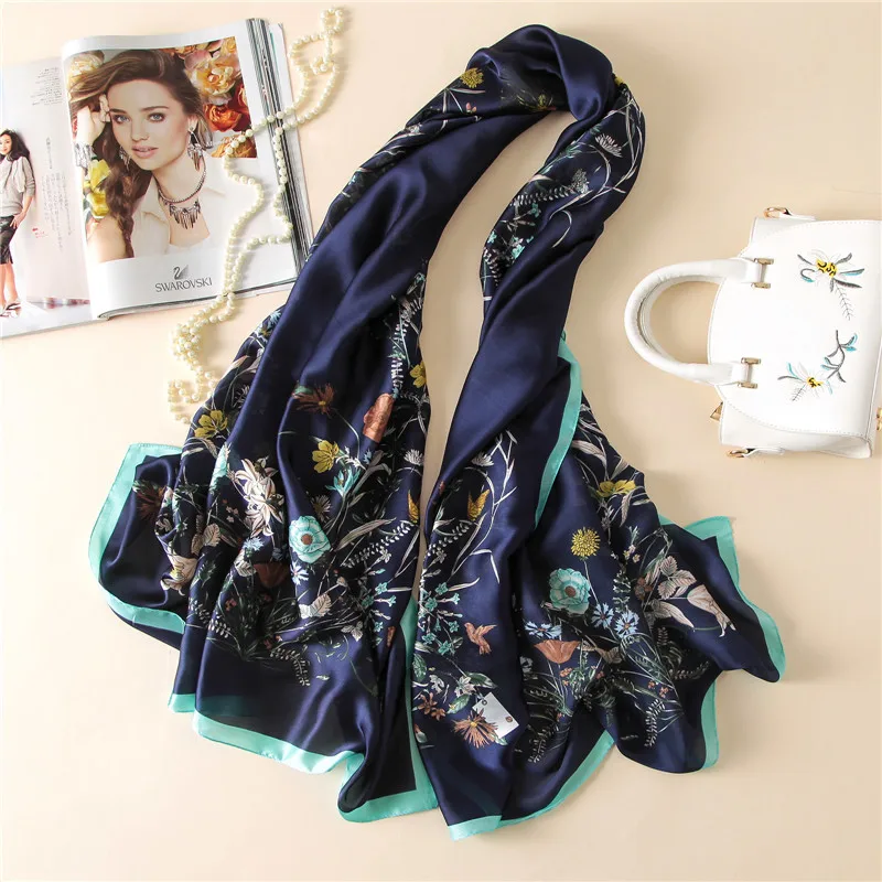 New Style Women Seaside Beach Quality Beautiful Shawl China Fashion Silk Lady Autumn And Winter Warm Popular Print Scarves Hijab