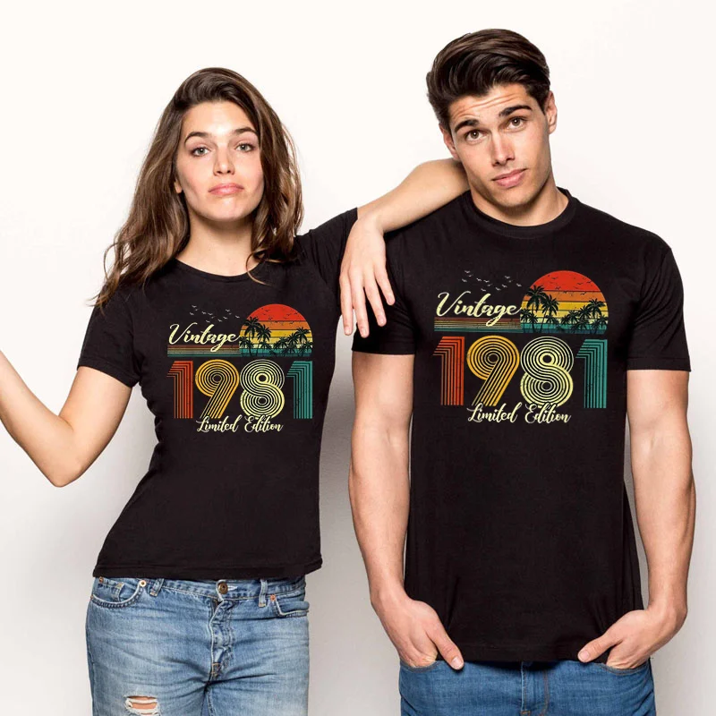 

Vintage 1981 T Shirt 40th Birthday Women Men Born in 1981 Casual T-Shirt Summer Graphic Tee Shirt Female Male Clothes Tops Tees