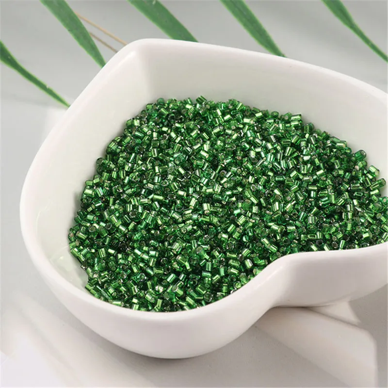 1000pcs/Bag 1.5mm Glass Tube Silver DIY Seed Beads Transparent Glass Bugle Seedbeads Craft Jewelry Sewing Garment Accessories