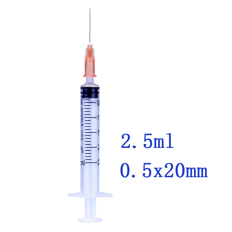 40pcs 2.5ml Disposable Plastic Veterinary Syringe With Needles For Pet Farm Animal Cat Dog Pig Cattle Sheep Horses