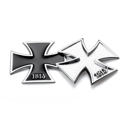 Car-styling 3D Chrome Metal 1813 Germany Iron For Malta Virtue Cross Emblems Badge Auto Body Trunk Decorations Retrofit Stickers