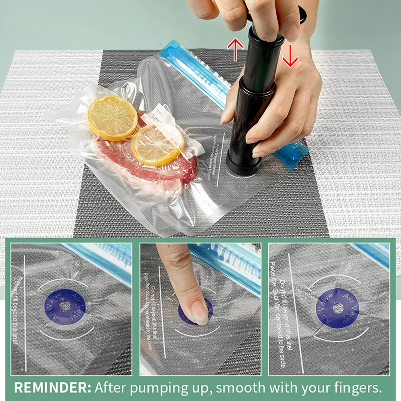Yumyth Vakuum-Reiß verschluss taschen Wieder verwendbare Lebensmittel lagerung Vakuum ierer Sous-Vide-Beutel Kunststoff verpackungs beutel mit Hand pumpe p275