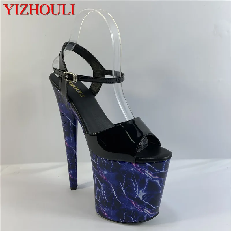 20 cm summer high heel sandals, 8 inch lightning pattern with soles, pole dancing, party and banquet sandals