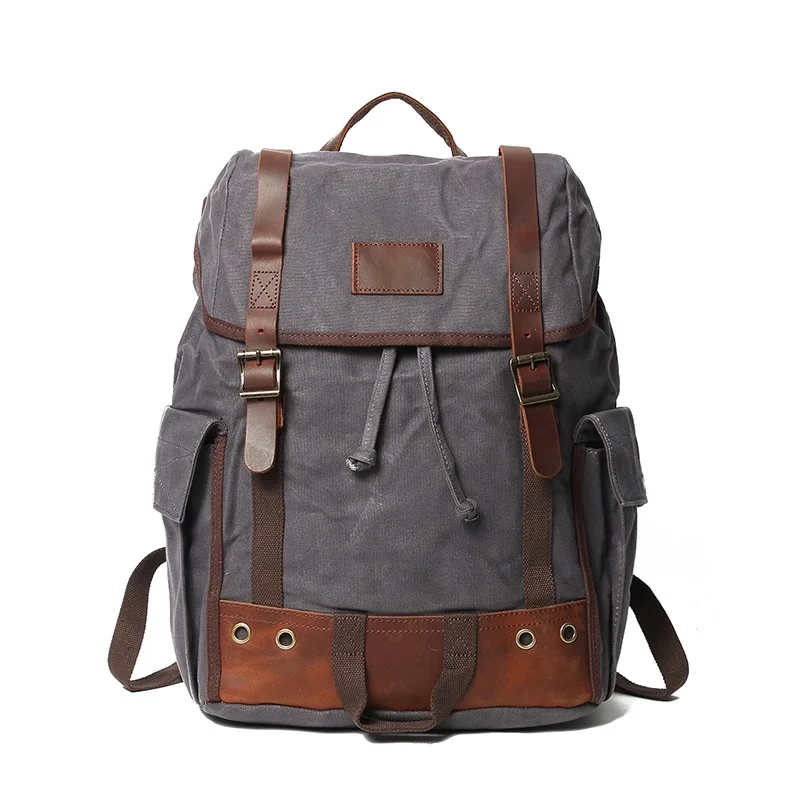 2020 Large Outdoor Backpack Mountaineering Canvas Men Bag Fashion College Drawstring Hasp Students Schoolbag Laptop Backpacks