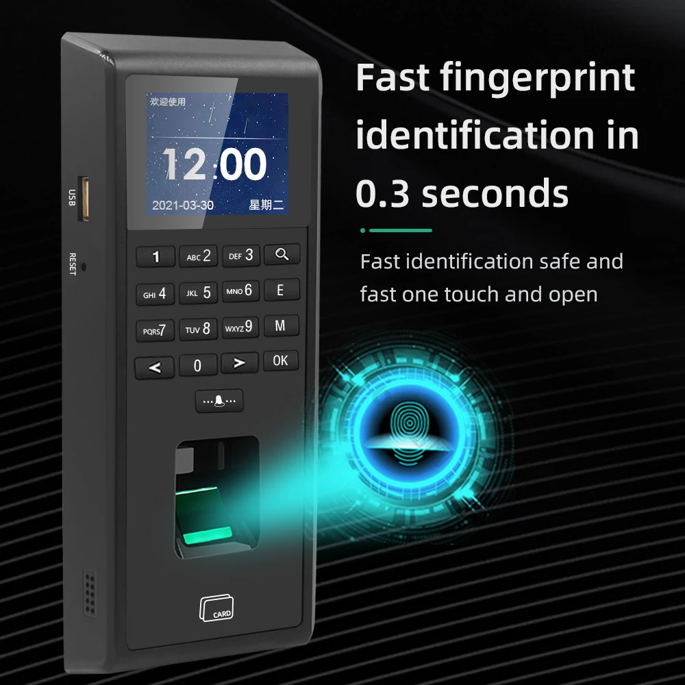 Biometric Fingerprint Employee Time Attendance Machine Access Control RFID Card 125KHZ Standalone Keypad TCP/IP or USB port