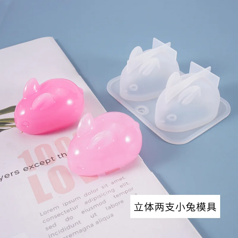 Crystal Silicone Mold Cute Rabbit Cartoon Mirror Silicone Mold Epoxy Resin Casting Molds For DIY Pendant Jewelry Making Finding