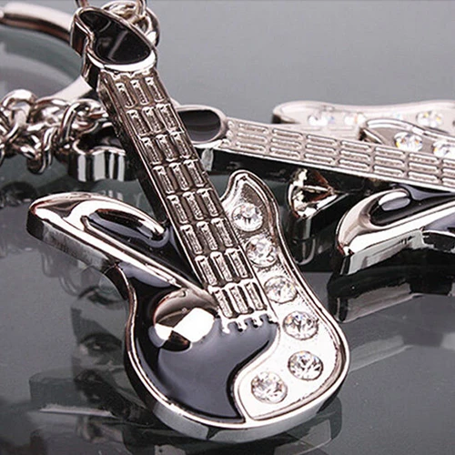 2020 Fashion Mini Guitar Pendant Rhinestone Key Ring Chain Keyring Keychain Gift sleutelhanger porte clef брелок для ключей