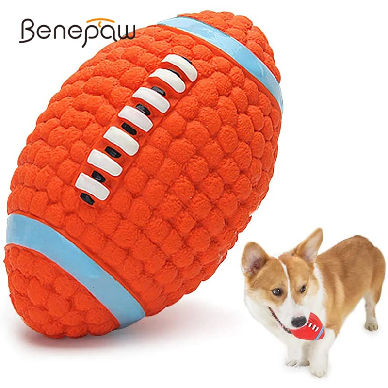 Benepaw Bite-resistant Dog Toys For Small Medium Large Dogs Safe Pet Chew Toys Bouncy Football Squeaker Floatable Puppy Ball