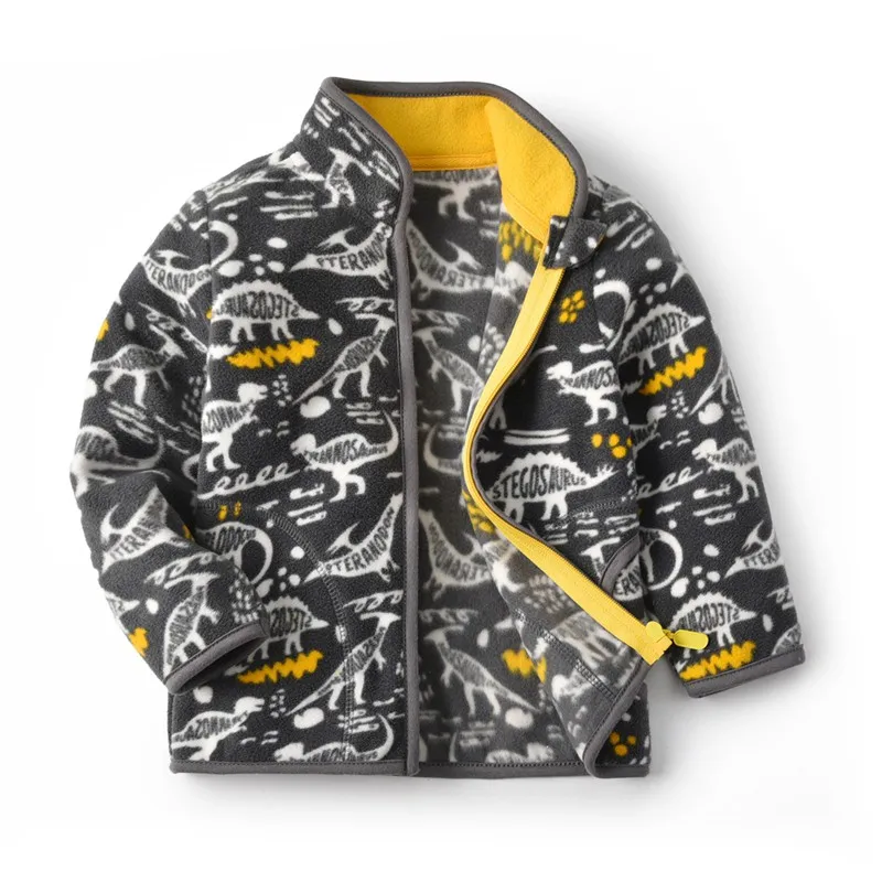 CROAL CHERIE Autumn Fleece Kids Jackets for Boys Dinosaur Warm Kids Boy Outerwear Windbreaker Winter Baby Boy Clothing image 5